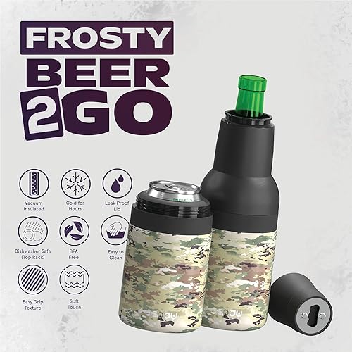 Miniatura 84 de Asobu Frosty Beer 2 Go Enfriador de botellas y latas de cerveza de acero inoxidable de doble pared con aislamiento al vacío y destapador de cerveza