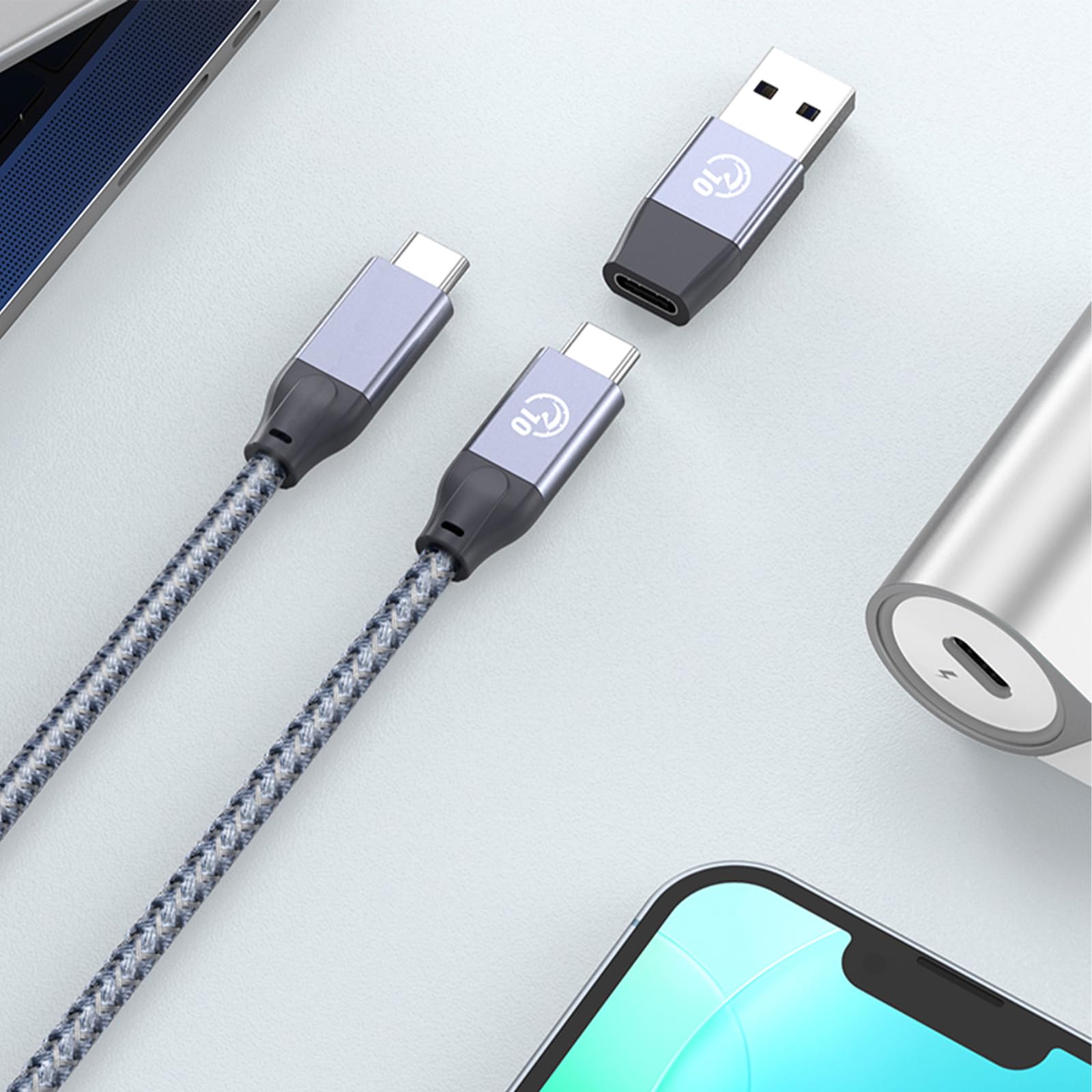 Hub USB 3.2 a 4 porte in alluminio, velocità di trasferimento rapida di 10 Gbps, alimentazione stabile per tutti i dispositivi e accessori per laptop hub