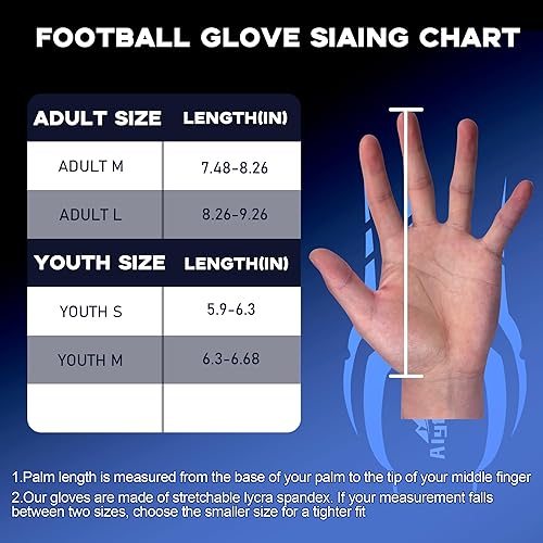 Miniatura 6 de Alytree Guantes de fútbol americano para niños de 8-12 años, guantes antideslizantes para receptor abierto juvenil, guantes de silicona de