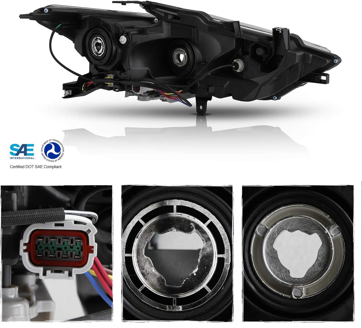AKKON - Fits 2016-2018 Maxima S SL SV Sedan LED DRL Running Turn Signal Black [Halogen Type] Headlights Pair Driver + Passenger
