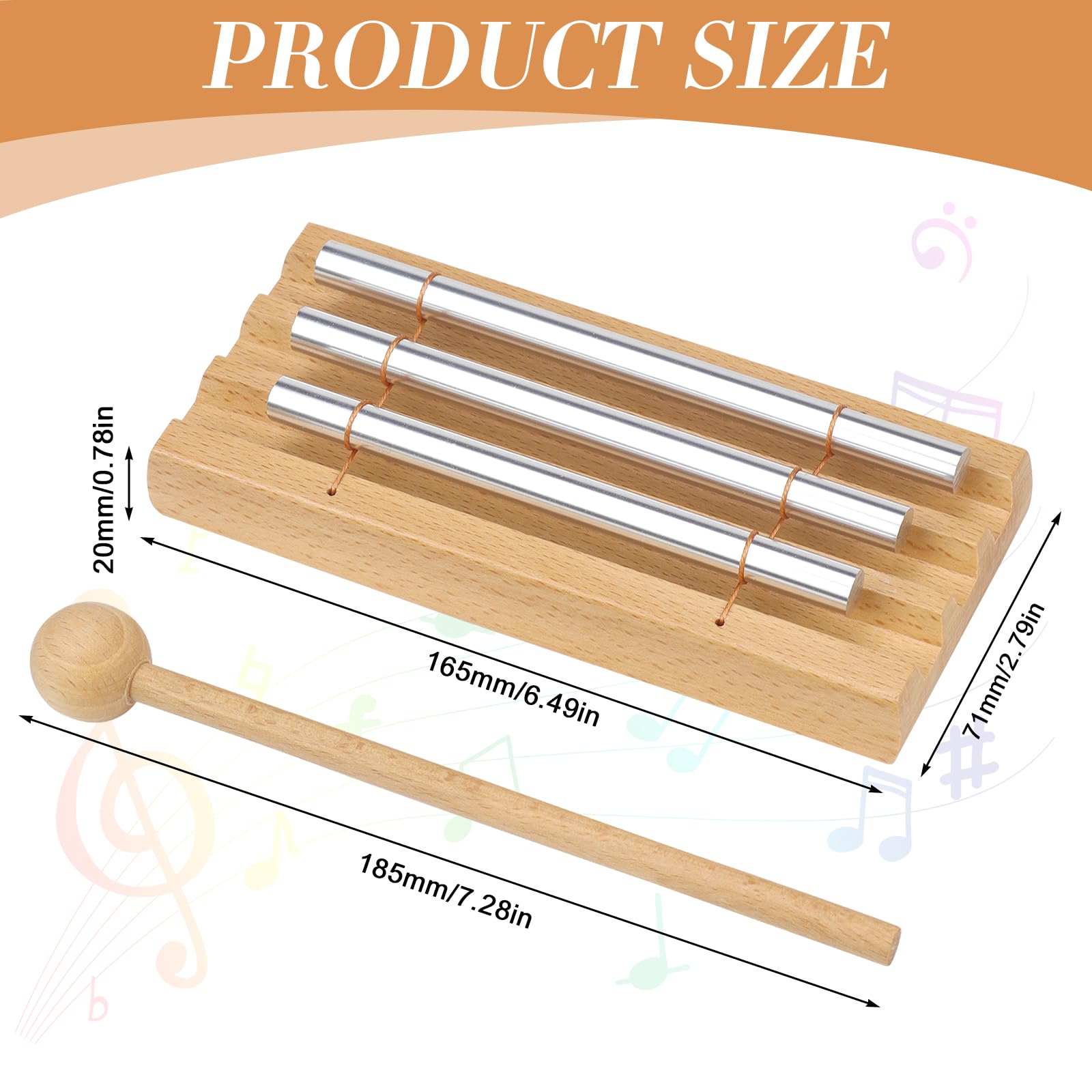 Carillon Energetico Campanello Da Meditazione Campanelli Manuali Promemoria Reattiva Con Un Martello Per La Meditazione Yoga Precoce Educazione Musicale 3 Toni