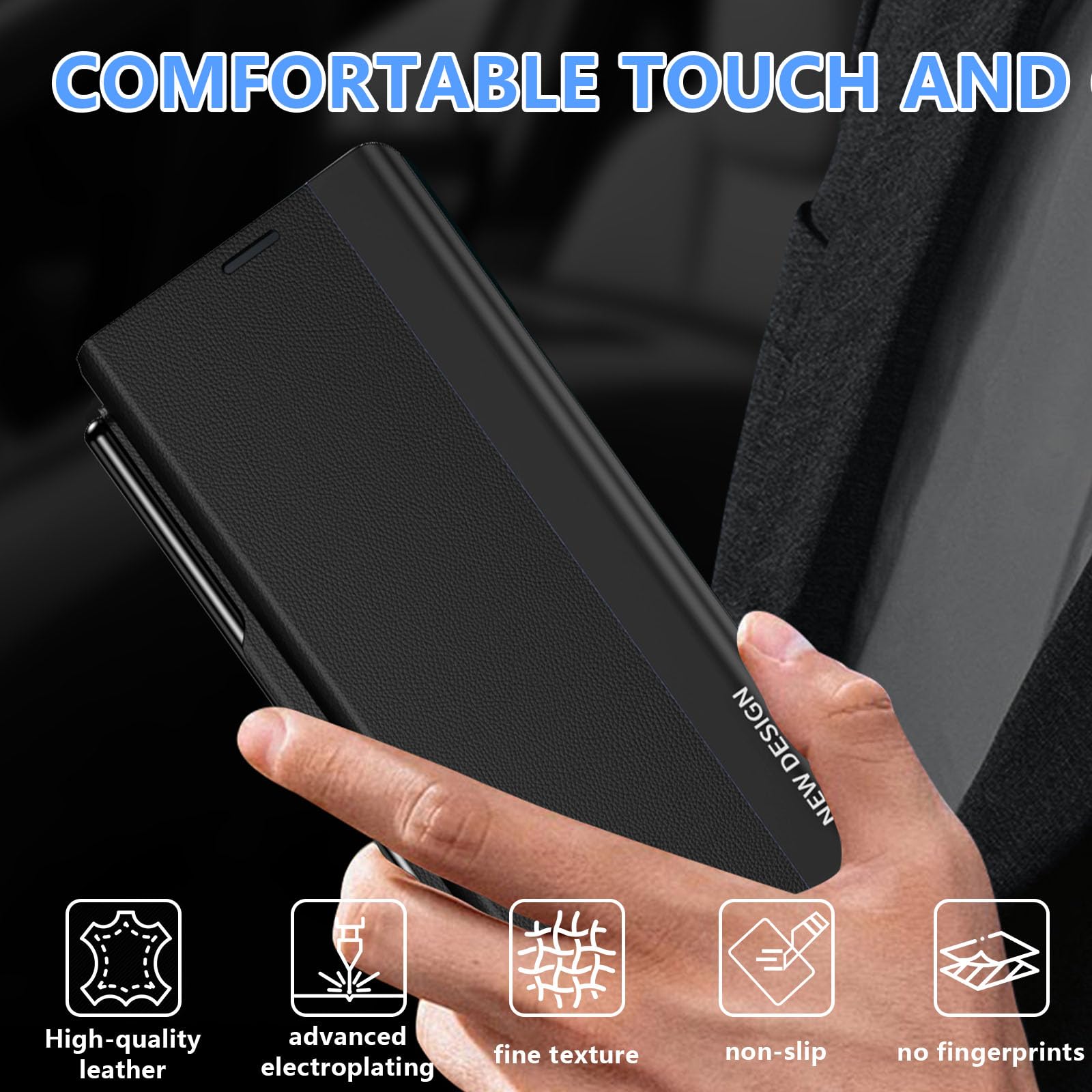 Custodia per Samsung Galaxy Z Fold 8 Ultra, con penna, colore nero | Custodia a libro Z Fold 8 Ultra con supporto, in pelle elettropieghevole, pieghevole a 360°, antiurto e antigraffio