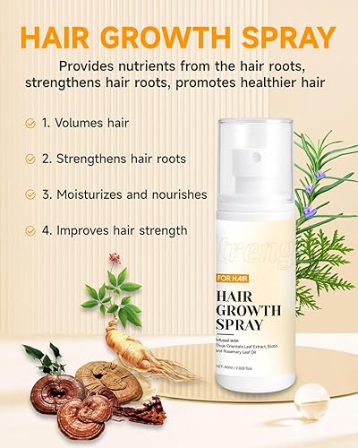 Miniatura 5 de Spray para el crecimiento del cabello, aceite en aerosol para el crecimiento del cabello, con biota orientalis, aceite de romero y biotina,