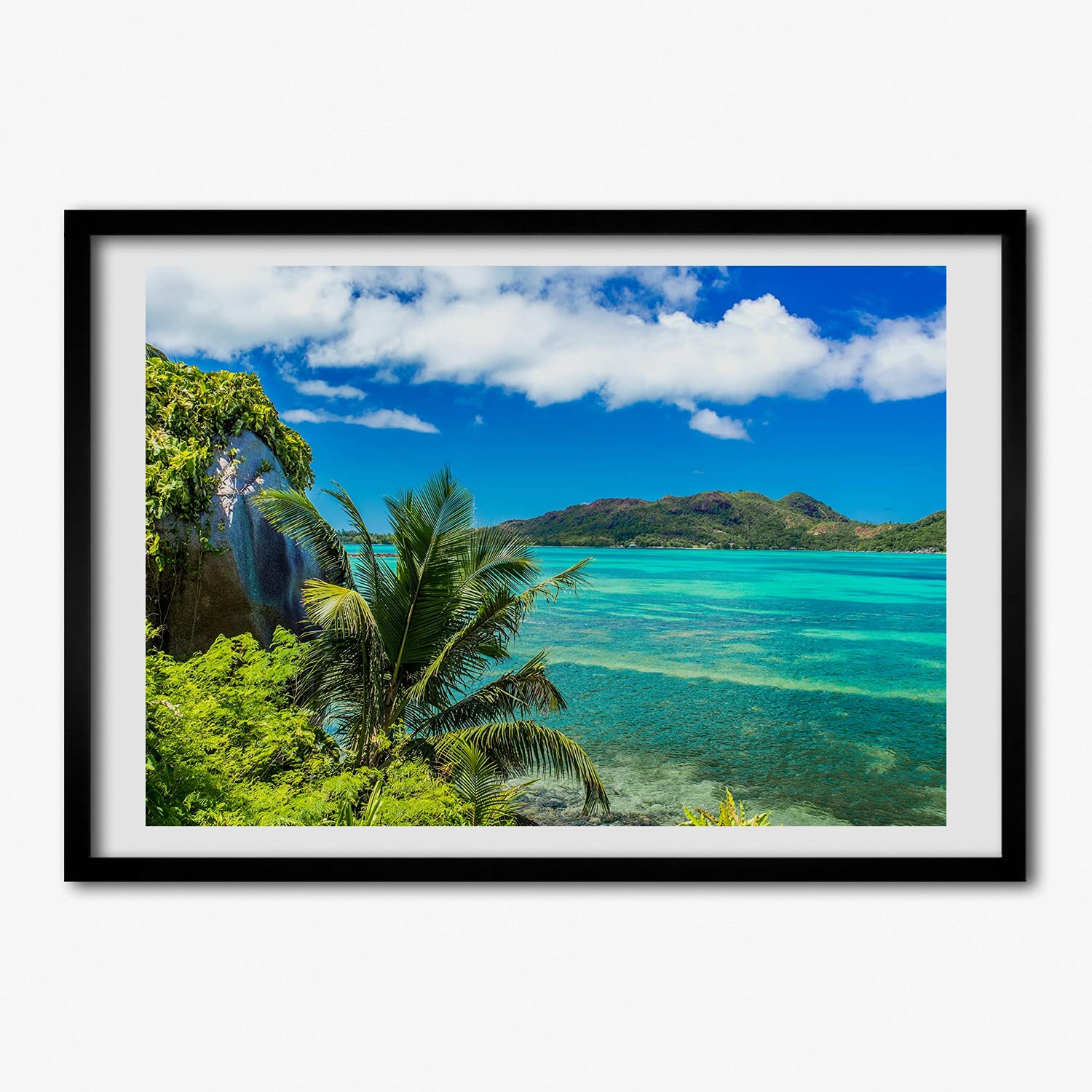Tableau photo paysage 70x50 cm et cadre en bois MDF moderne Tulup déco murale Seychelles - 6