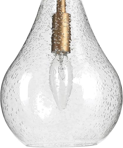 Miniatura 6 de Uolfin Luces colgantes modernas, iluminación colgante dorada para isla de cocina, lámpara colgante de mediados de siglo con vidrio sembrado para