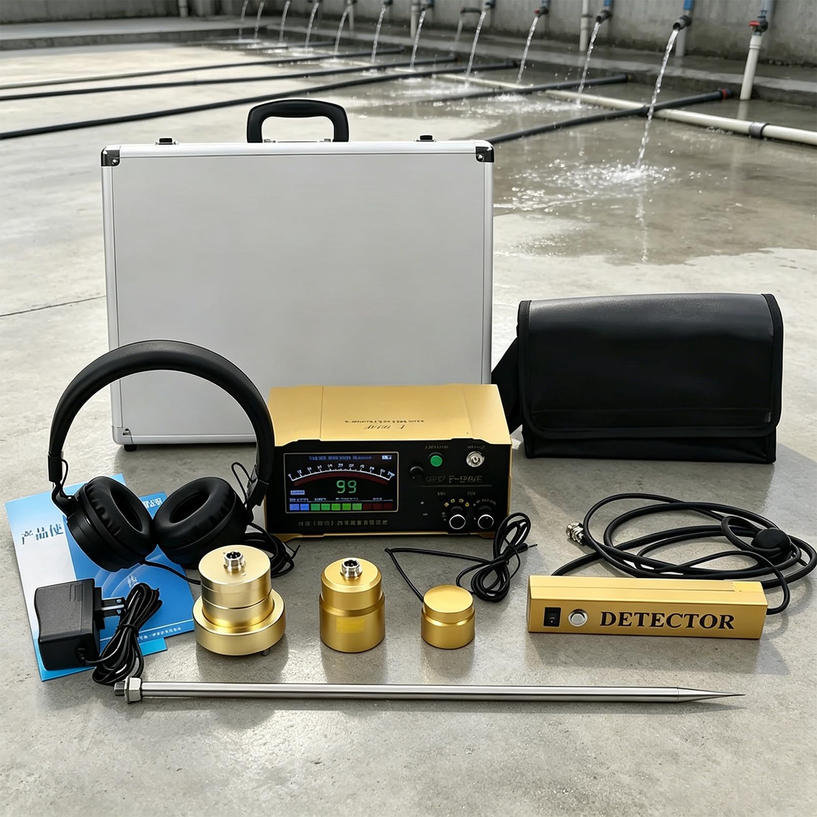 CLEASEBILY Water Leak Alarm with Adjustable Frequency 200-3000Hz, High Sensitivity, Digital Display & Headphone, for Construction Sites – F999E