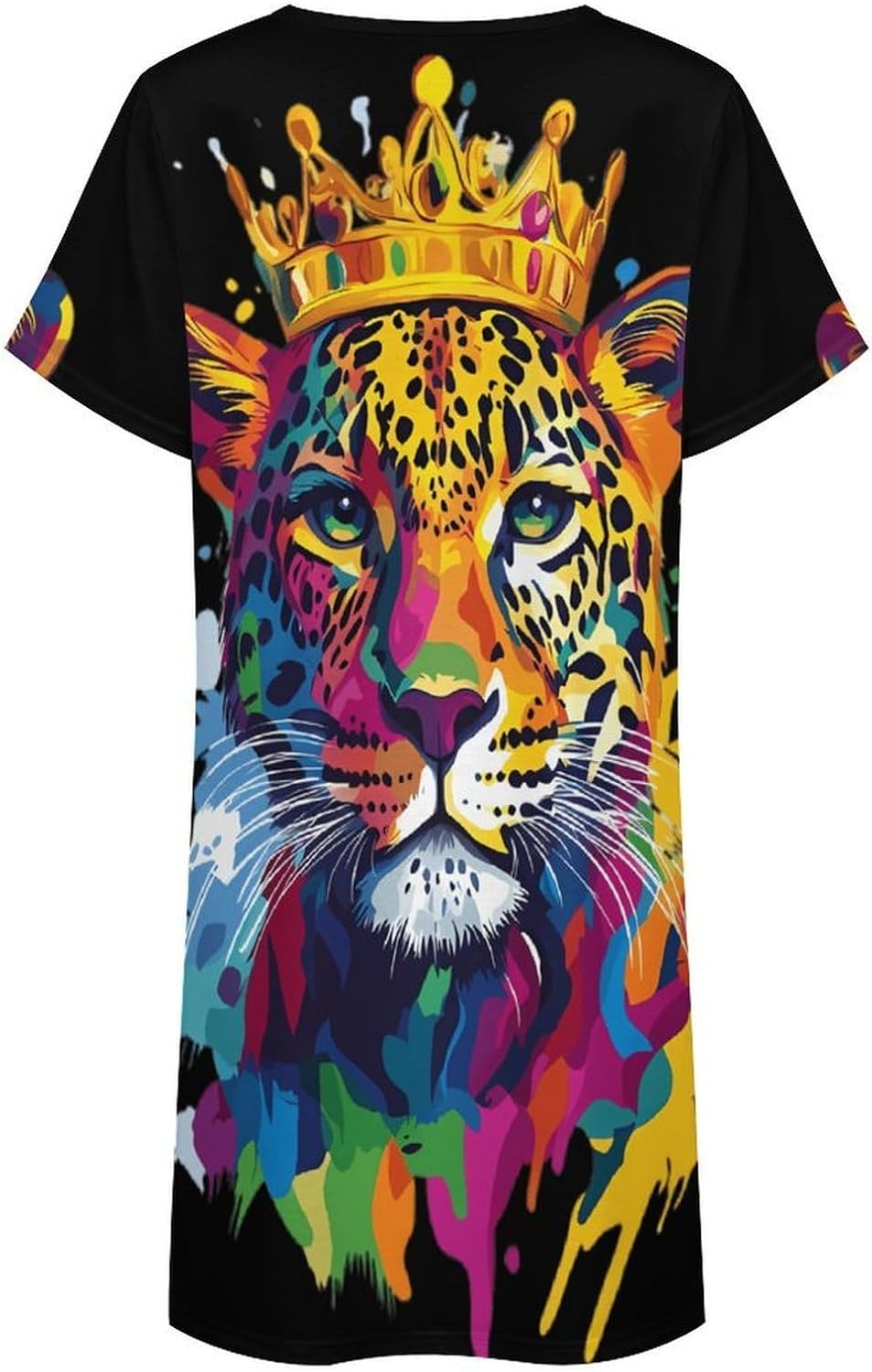 Colorful Leopard Nightgowns for Women Short Sleeve Sleep Dress Casual Sleepshirt Night Gowns Pajamas