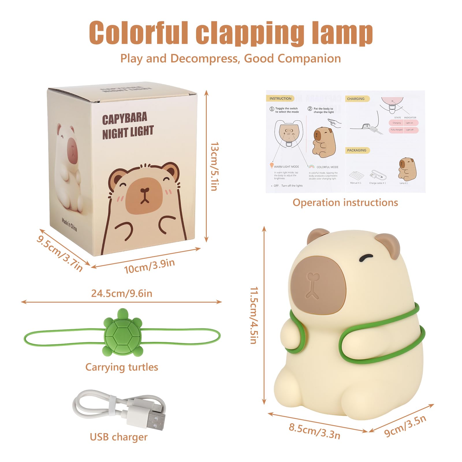 Simpatica Luce Notturna Per Bambini Capybara,Luce Notturna Capybara, Simpatica Lampada Capibara Per Scrivania, Decorazioni Da Tavolo Capybara Lampada Carina, Luci Notturne Senza Fili Per Camere Da Let