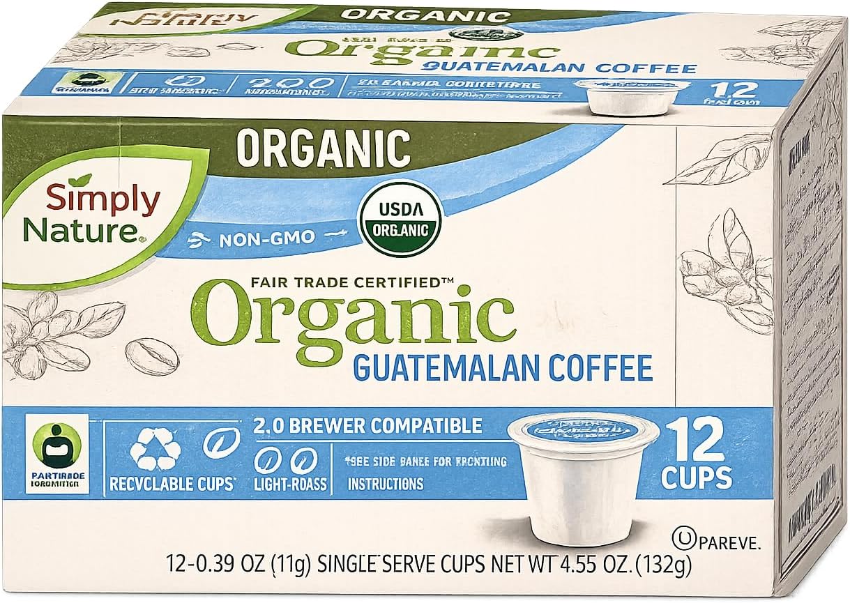 Organic Guatemalan Coffee Single Serve 12 Cups | Organic Guatemalan Light Roast Coffee Pods