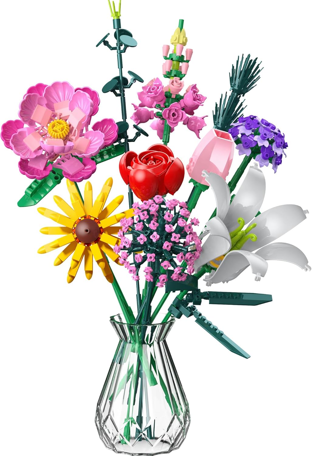 Flowers Bouquet Building Set, 715Pcs Creative DIY Flower Botanical Collection Building Toys, Home Office Decor Gifts for Mother's Day, Valentine's Day, Birthday, Christmas