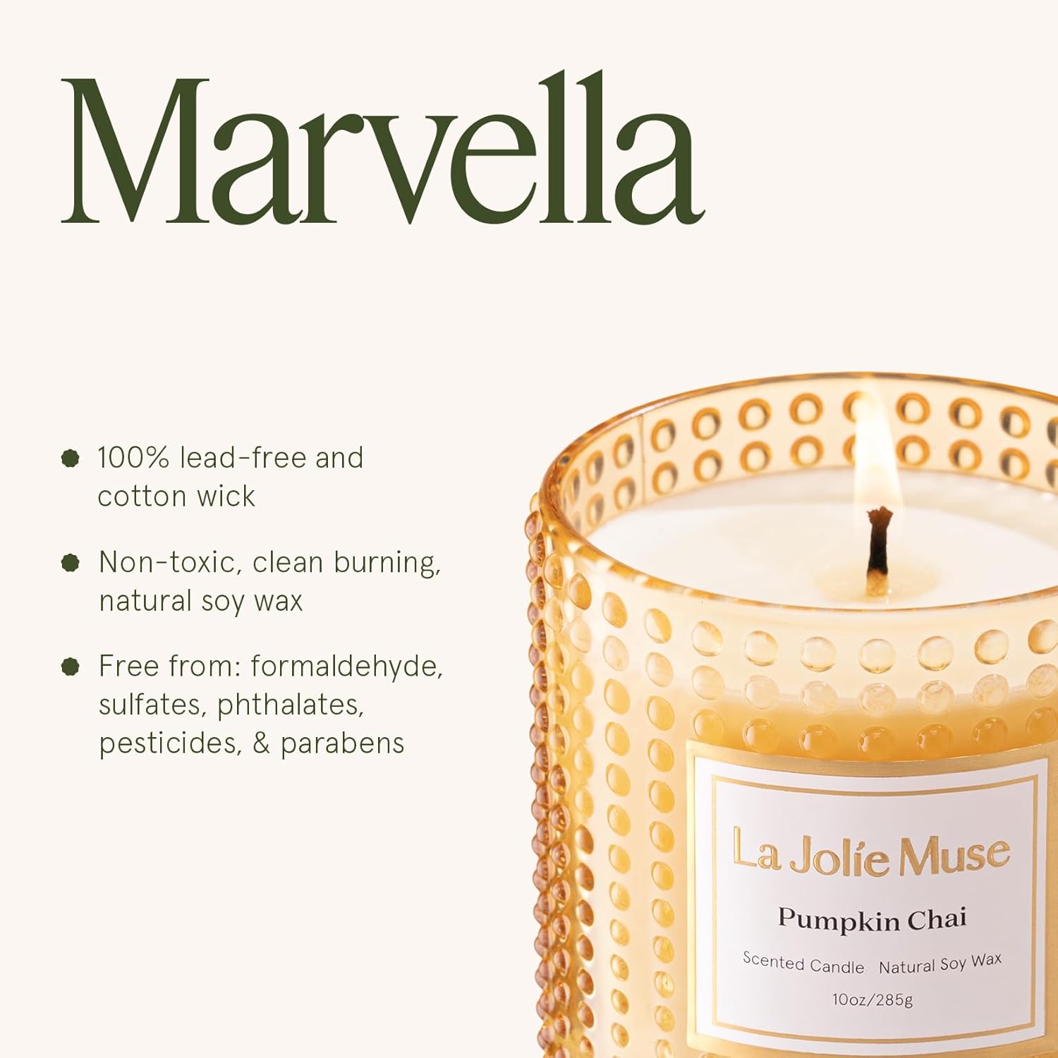 LA JOLIE MUSE Pumpkin Chai Candle| Spicy Chai & Vanilla | 10 oz Soy Wax Candle | 55 Hours Clean Burn | Elegant Home Décor & Hosting Gift - Image 6