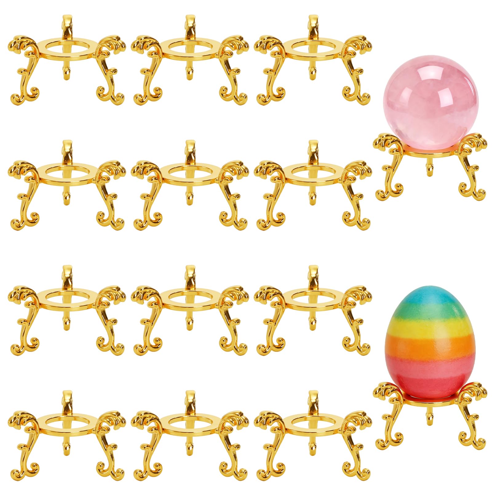 Photo 1 of Jucoan 14 Pack Crystal Ball Stand, 2 Inch Small Metal Gold Sphere Holder for Displaying 40-80mm Crystals Globe Balls Rock Stone Easter Egg Display Stand