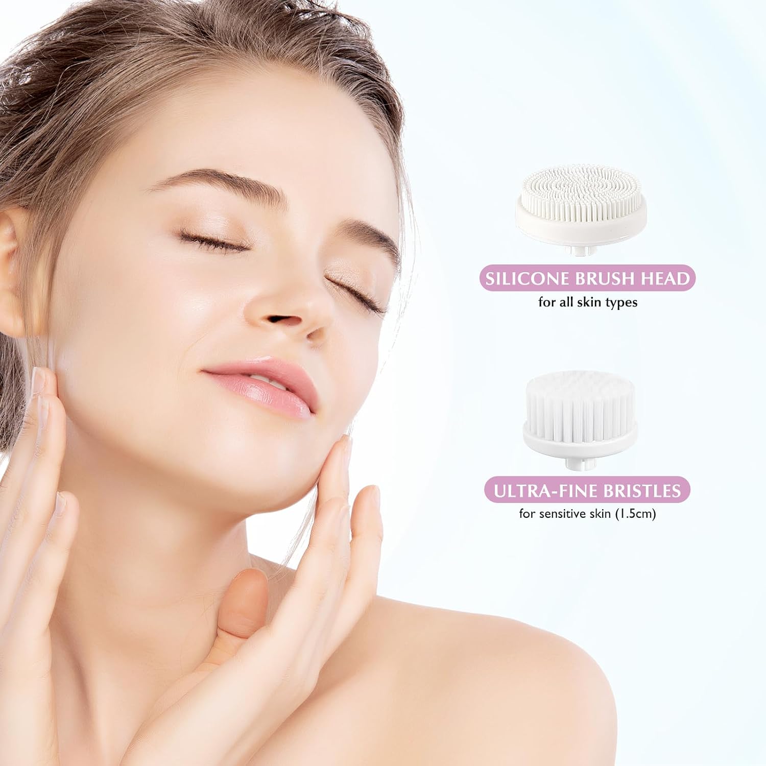 COSLUS Facial Cleansing Brush Silicone Face Scrubber: 2 in1 FBS-D Electric Exfoliating Rotating Massage Device Waterproof Deep Cleaning Exfoliation Spa Machine - Electronic Skin Care Wash System