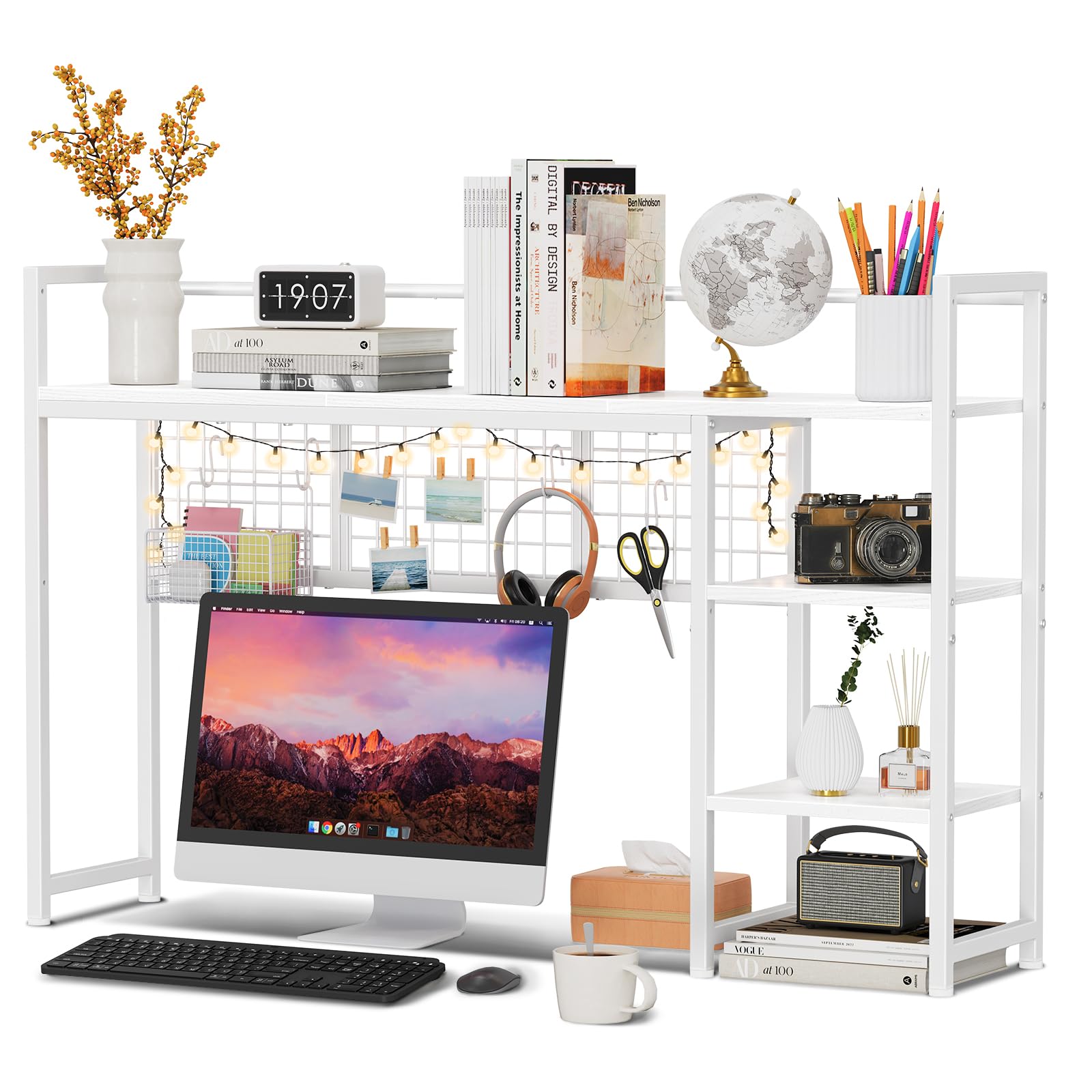 Photo 1 of ***RECOMENDED FOR PARTS ONLY/ MISSING ASEMBLY PIECES**** Snughome Desk Shelf 44.9" - 4 Tier Wood Desktop Organizer