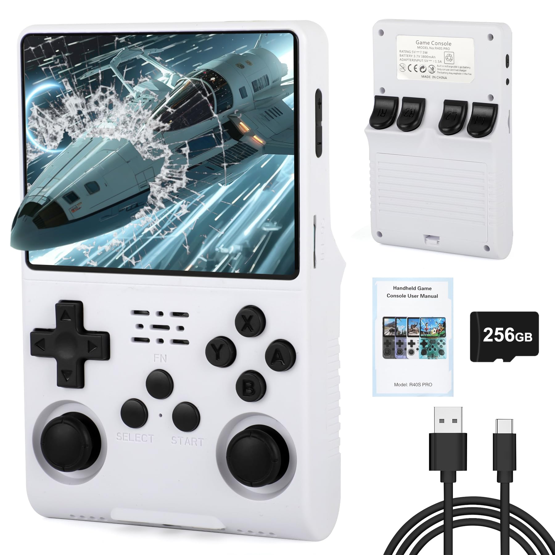 Consola Retro Portátil R40S Pro - 30000 Juegos, Pantalla 3.5" IPS, 256GB, Batería 3800mAh, 45 Emuladores