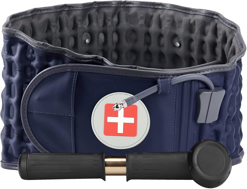 Decompression Back Belt, Inflatable Back Brace for Back Pain, Blue | Inflatable air columns for lumbar support, Relieves herniated disc & lumbar strain, Fits 29"-49" waist, Restores spinal curve