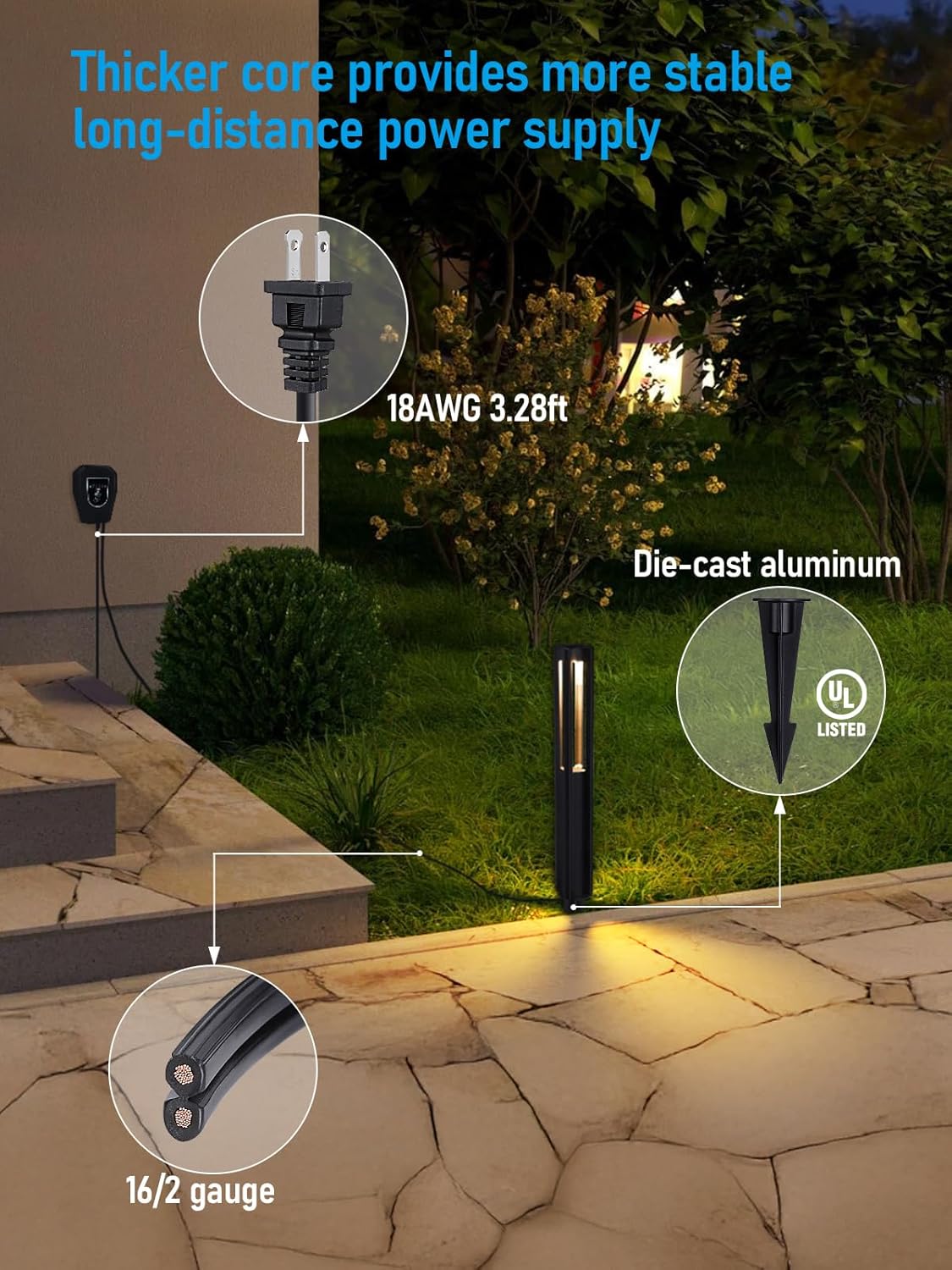 LEONLITE All-in-ONE LED Landscape Lighting Kit, 8-Pack Low Voltage Pathway Lights, 60W Transformer, 100FT 16/2 AWG Wire and Connectors, 12V Outdoor Landscape Path Lights, IP65 Waterproof, 3000K