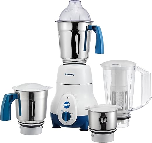 Philips Hl1645 750-Watt 3 Jar Vertical Mixer Grinder Jar, Blue