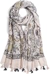 QIUTIMIY Scarf for Women Lightweight Soft Floral Leopard Printed Scarves Fall Winter Fashion Shawl Wrap with Fringe