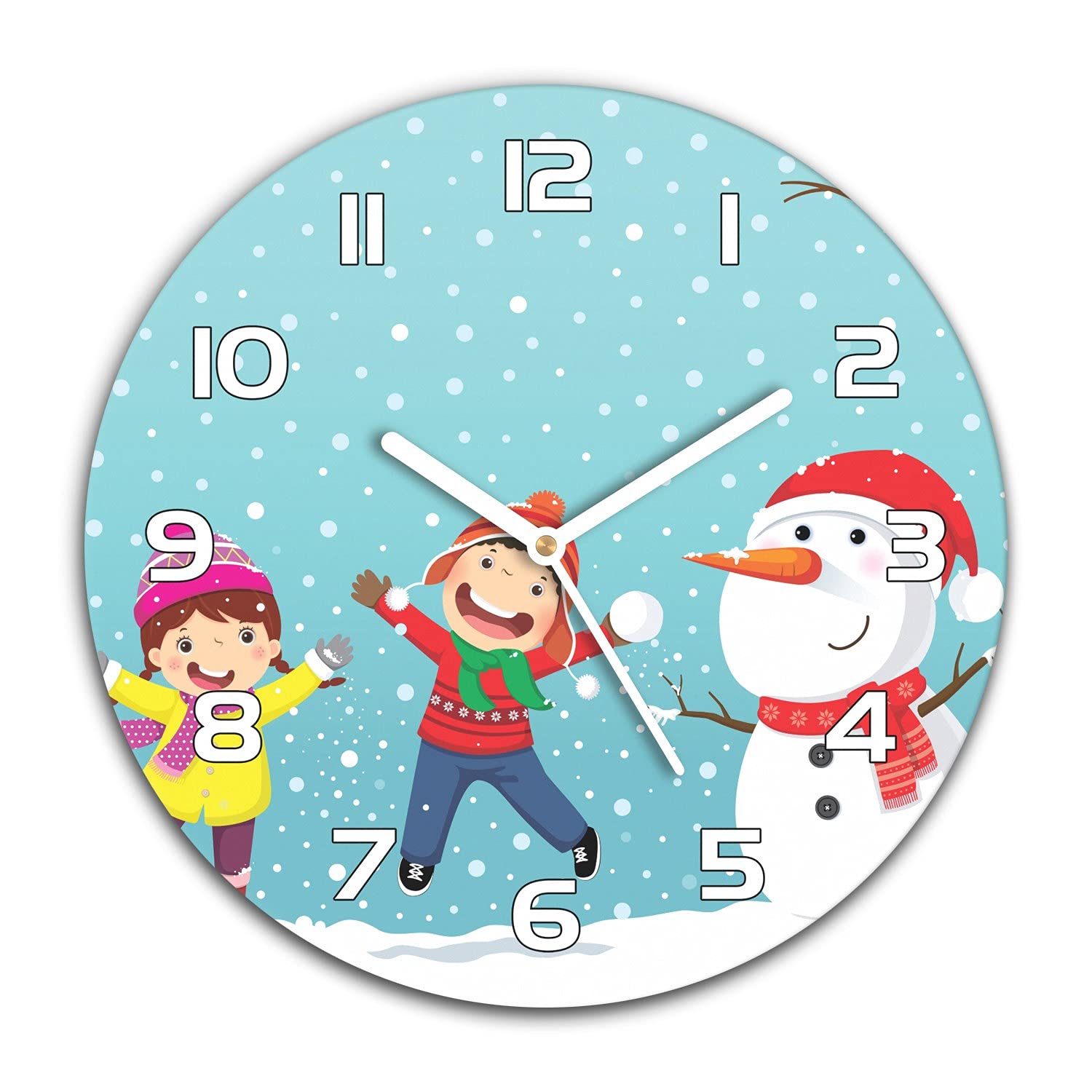 Horloge murale Noël silencieuse en verre sans bruit aiguilles blanches