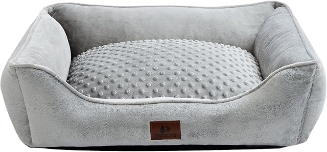 Snocyo Legowisko dla małych i średnich psów, legowisko dla kota, puszyste i przytulne, nadaje się do prania, super miękka sofa dla psa, poduszka dla psa, wyściełana mata dla psa, szara, 75 x 65 x 20