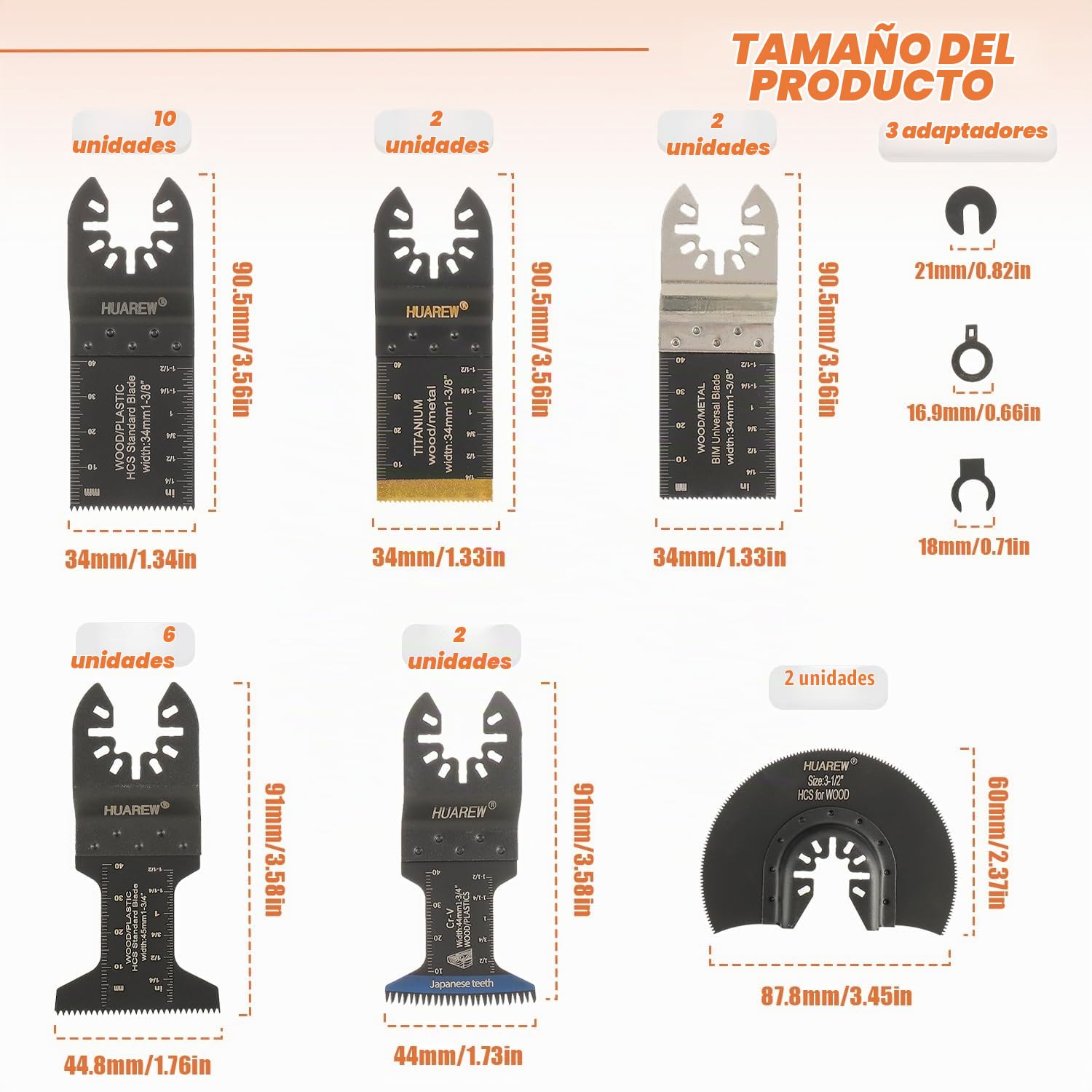 27 Piezas Cuchillas de Sierra Oscilante | Hojas de Corte para Herramientas Oscilantes Accesorios Multiherramienta para Plásticos, Madera, Metal