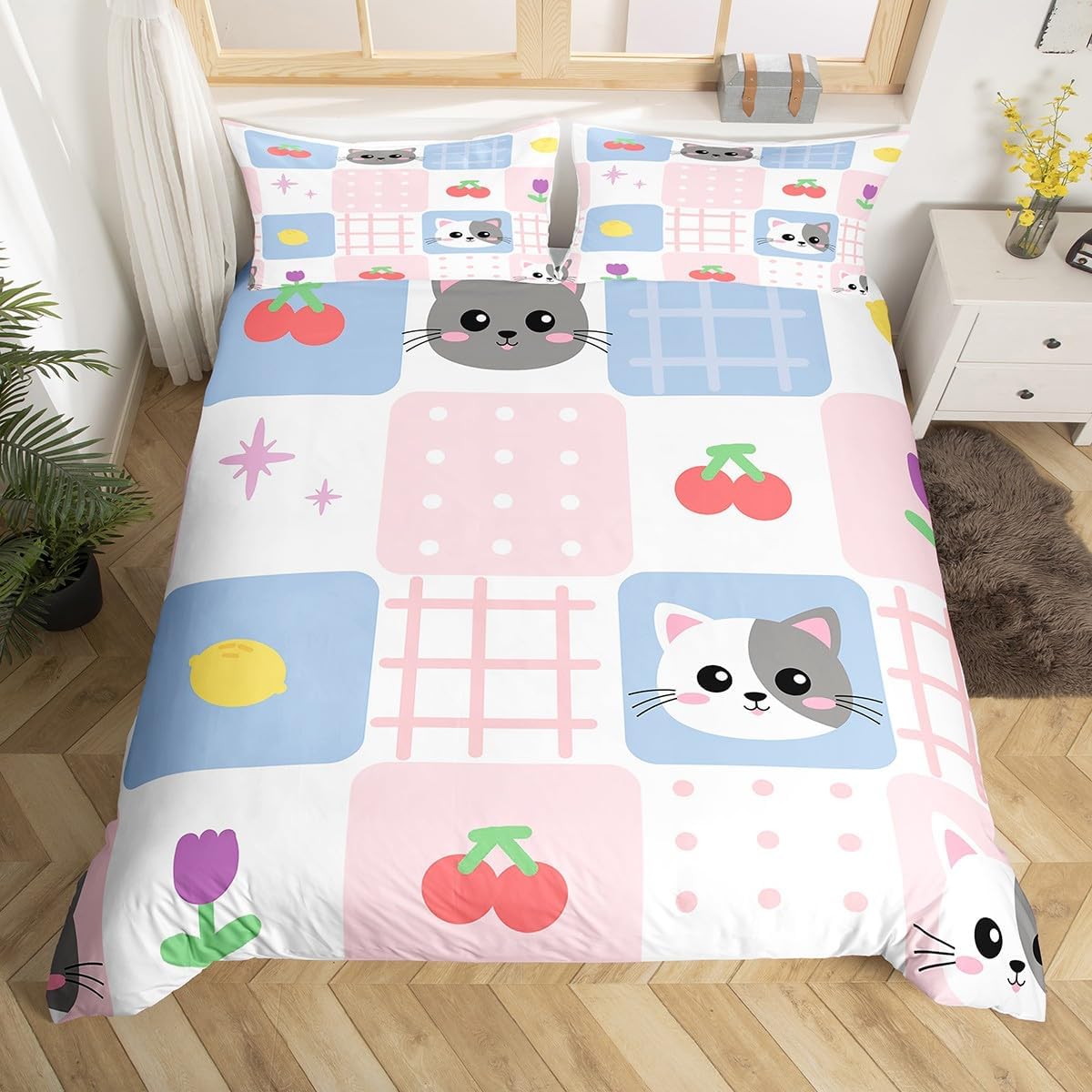 Feelyou Cute Tiger Bedding Set Twin Size Cartoon Tiger Duvet Cover for Kids Boys Girls Teens Yellow Animal Print Comforter Cover Set Cute Animal Bedspread Cover 2Pcs Zipper
