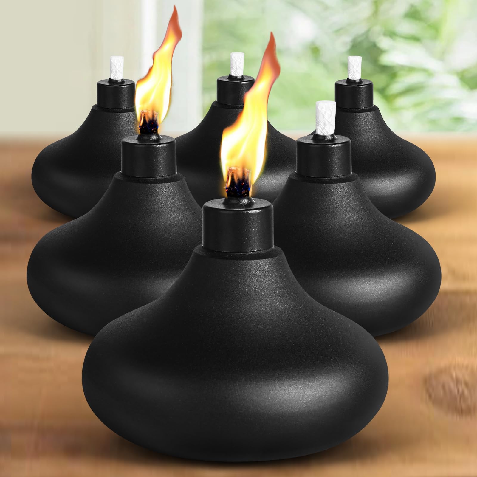 Paquete de 4 linternas de mesa de metal, linternas de citronela de 24 onzas para exteriores, linterna de llama recargable, linterna decorativa de mesa para patio, terraza, jardín, fiesta,