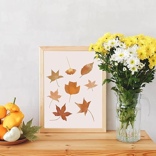 Miniatura 5 de AnyDesign 9 piezas de arte de pared boho con temática de otoño, feliz otoño, Acción de Gracias, pósteres de arte en papel, pastel, calabaza, hojas