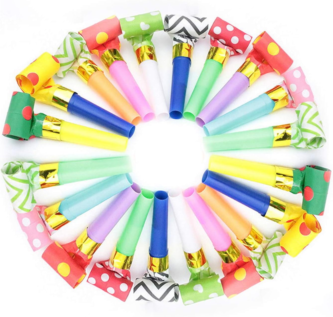 Deolven Party Blowers, 50 Pcs Colourful Party Poppers Party Whistles Blowouts Blowers Noisemakers Noise Generator Party Bag Fillers for kids Birthdays, Weddings, Anniversary, Graduation, Christmas