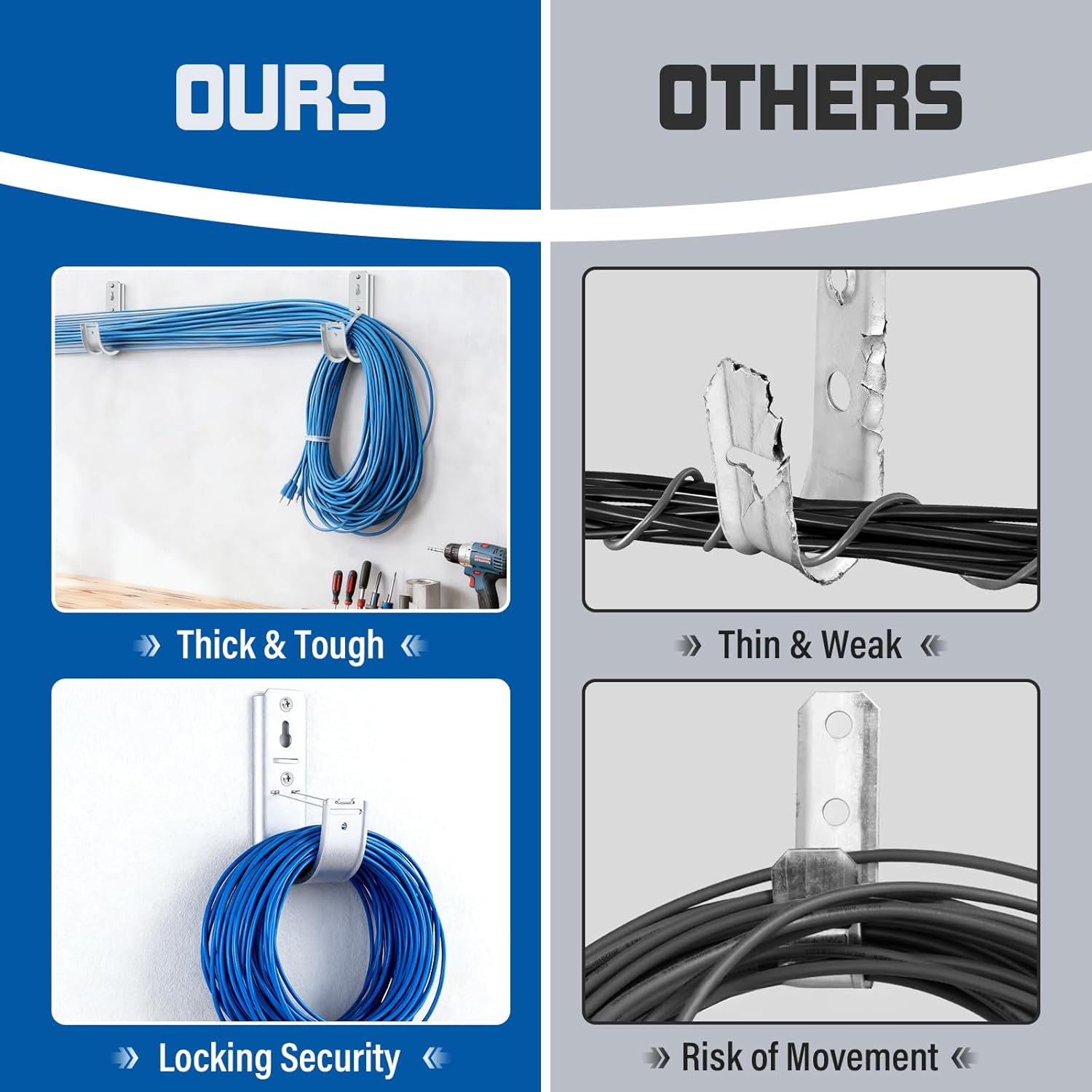 48 Pack 2-Inch Galvanized Steel Cable Support J-Hook with Retainer Clips - 48 Pack - Efficient Cable Management & Organization Solution