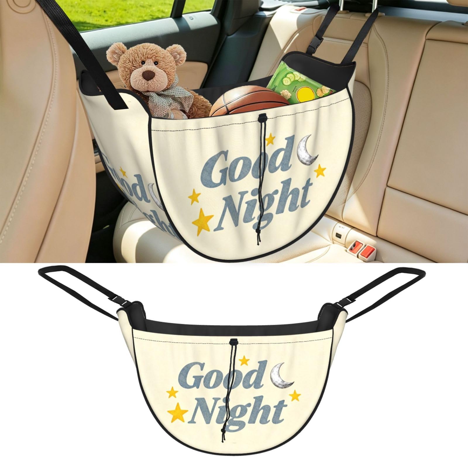 Cntdbu Black Good Night Car Seat Organizer-Backseat Storage Bag For Travel