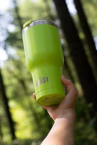 Beast Tumbler – 900 ml (30 oz), Vert Citronnelle | Gobelet isotherme en acier inoxydable réutilisable | Avec 2 pailles et brosse de nettoyage | Double paroi, idéal pour café chaud ou glacé | Sans BPA - 7