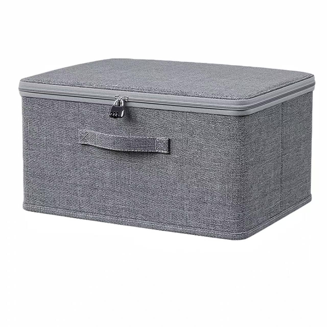 Boîte de rangement cationique gris 40x30x5 cm verrouillable et pliable