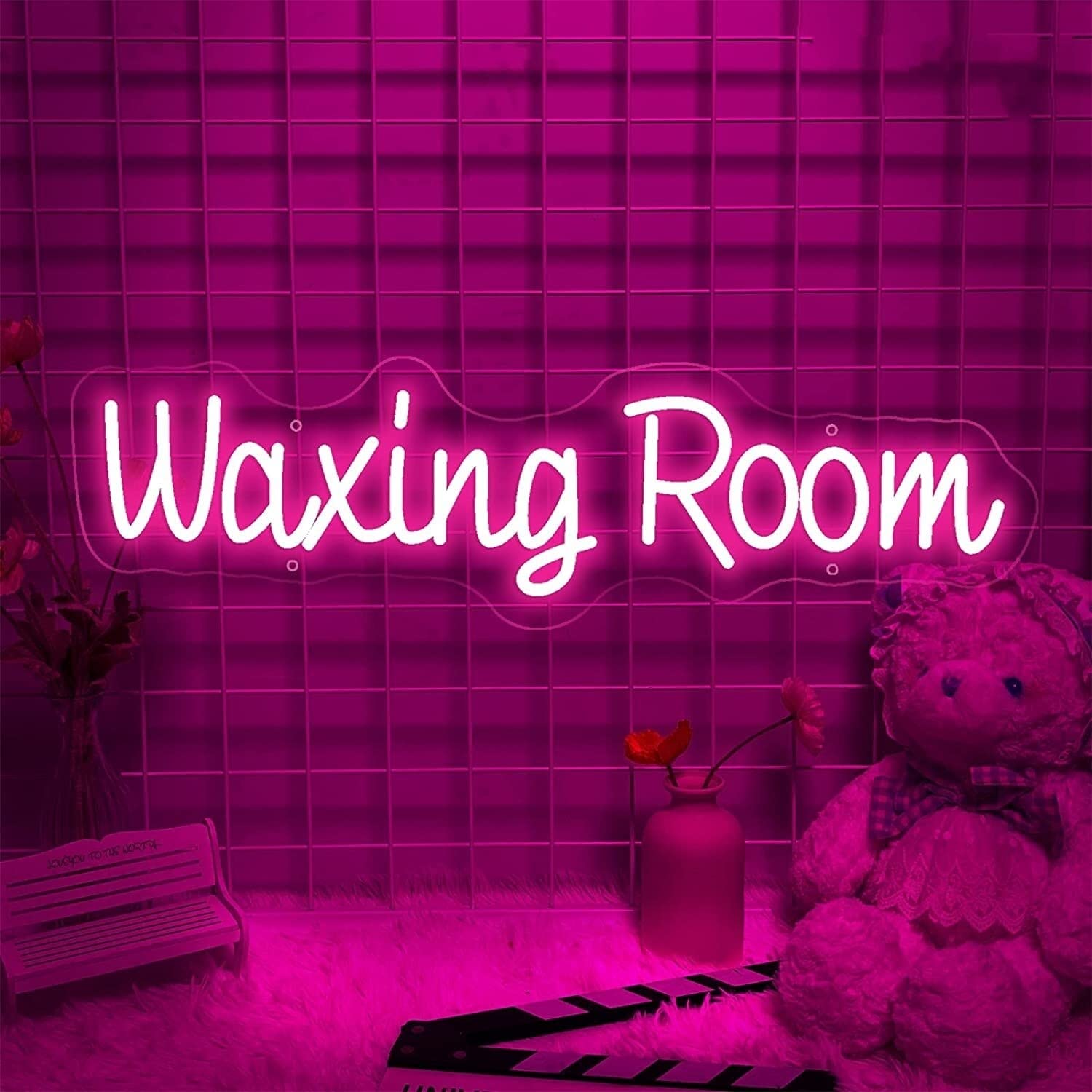 Décoration murale en néon LED rose pour cabine d'épilation et salon de beauté