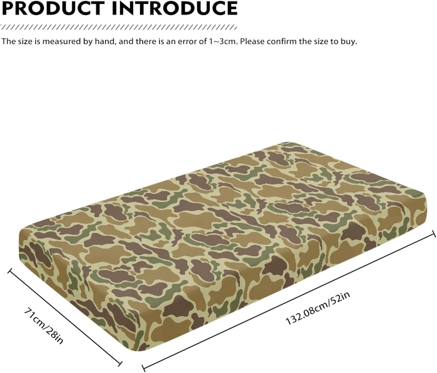 Vintage Camo Green Fitted Crib Sheet Camouflage Retro Brown Army Standard Crib Mattress Fitted Sheet Baby Toddler Bed Mattress Sheets for Boys 28"x52"