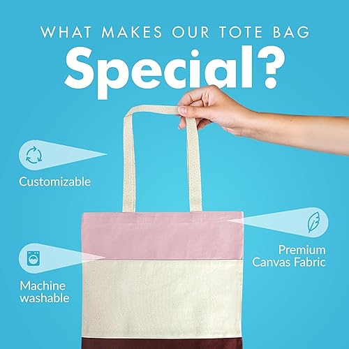 Miniatura 4 de Simply Green Solutions Bolsas de lona de tres tonos, bolsas de tela de algodón personalizables con asas, bolsa de lona lisa cosida y teñida de 3