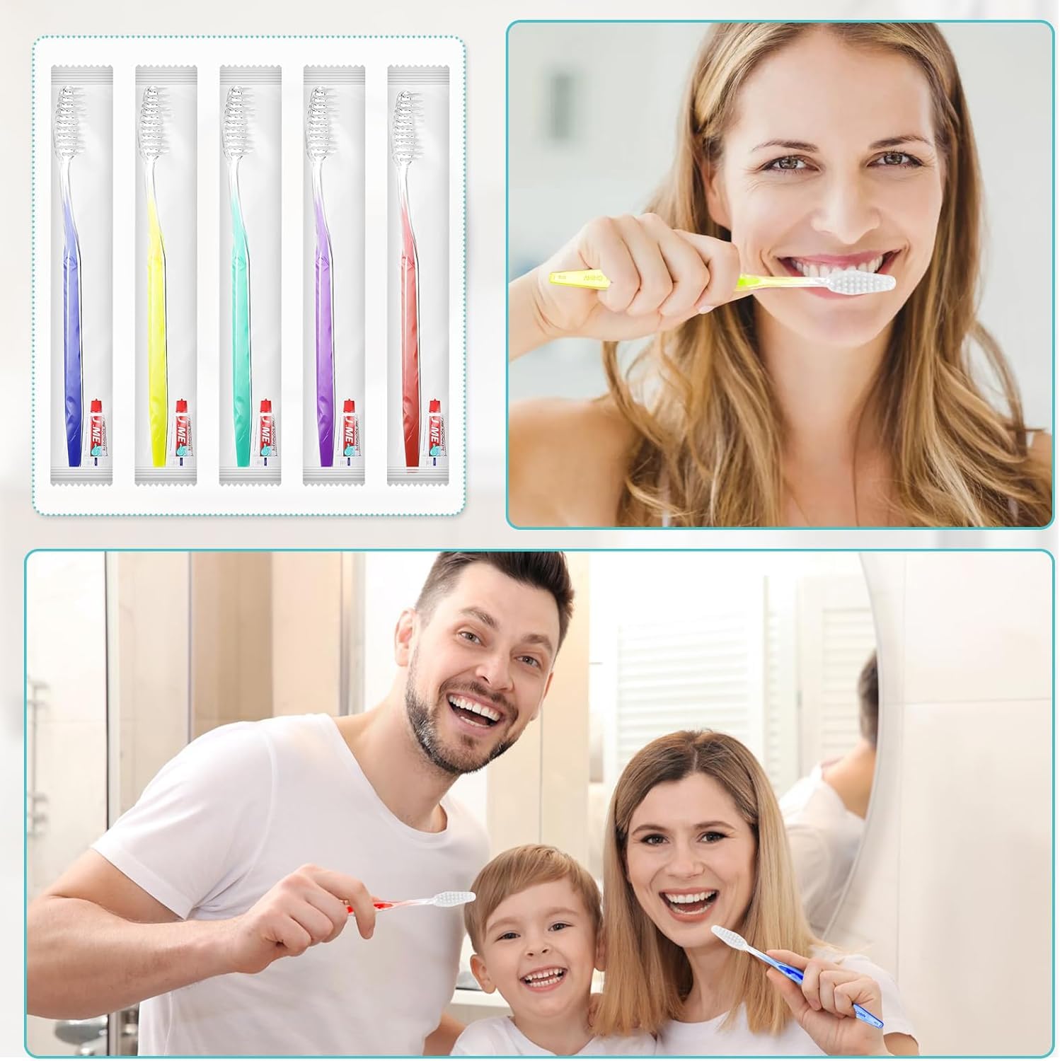 250 Ensembles de Brosses à Dents en Gros avec Dentifrice, Emballés Individuellement — Fournitures pour Sans-abri, Brosse à Dents de Voyage pour Hôtel, Camping, École