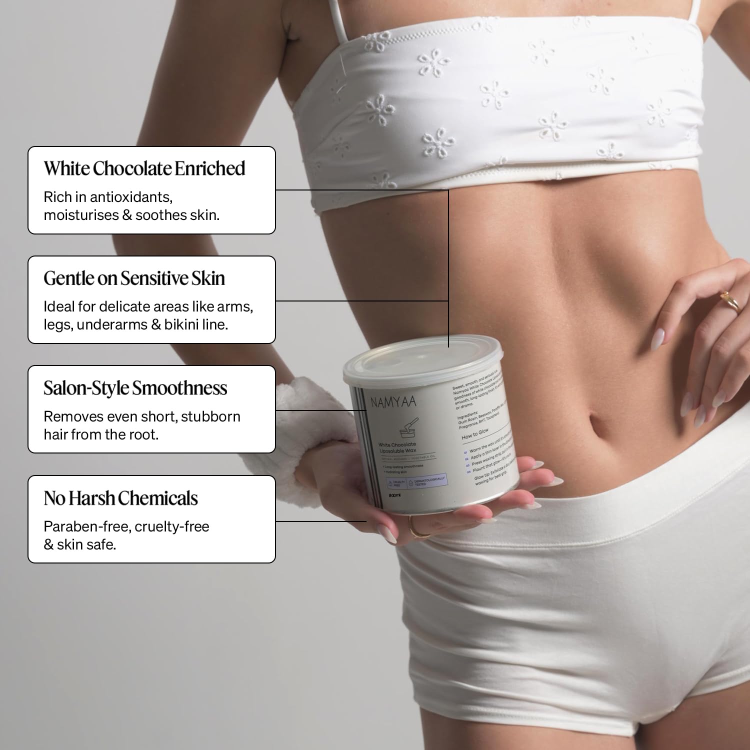 Namyaa White Chocolate Liposoluble Wax 800ml Painless Hair Removal Wax For Women| Quick & Easy Tan Removal Waxing for Sensitive Skin | For Full Body, Arms, Legs, Underarms | 800ml, Pack of 1 2