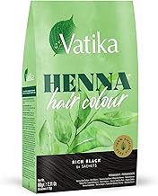 Vatika Henna Rich Black Hair Colour - 60g (6 x 10g Sachets), 100% Ammonia Free, For Vibrant Color, Shine, & Coverage (Packaging May Vary)
