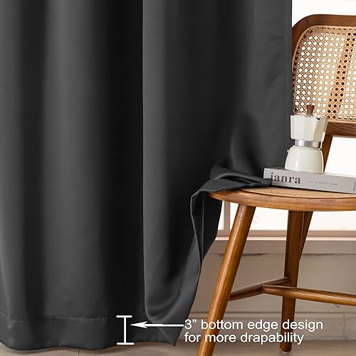 Miniatura 6 de Cortinas opacas de 96 pulgadas de largo, 2 paneles de cortinas opacas para dormitorio o sala de estar, pestaña trasera y bolsillo para barra, juego