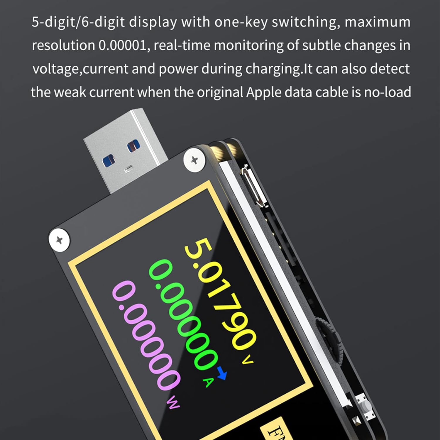 USB Power Meter, USB Tester 4-24V 0-6.5A USB Voltmeter Ammeter with Screen Flip Function Monitoring, High Precision Multifunctional USB Multimeter Voltage and Current Tester(FNB48)