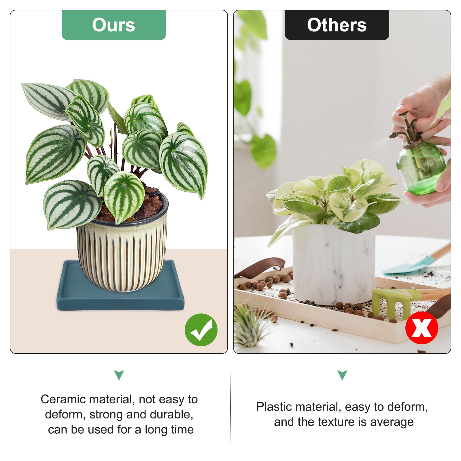 M METERXITY 2-Pack Ceramic Plant Saucer, 6.3 Inch Plant Water Catcher Tray - Image 4