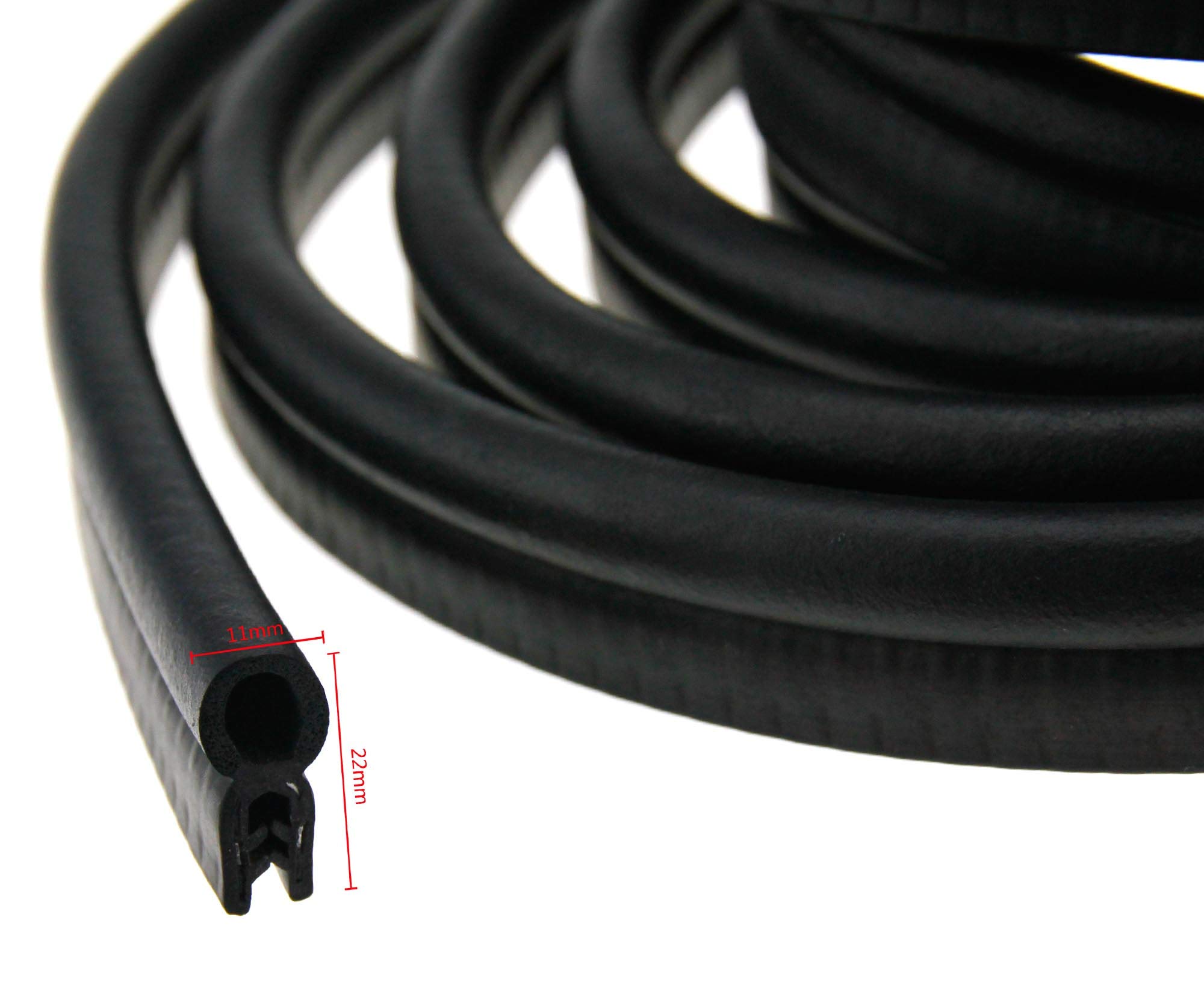 Joint D'Étanchéité En Caoutchouc Noir 22x11mm X 4m - Bande De Protection Pour Coffre Voiture, Camionnette, Bateau Et Caravane