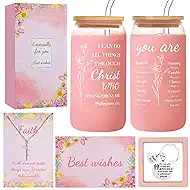Christian Gifts for Women, Inspirational Religious Gift for Birthday, Mother’s Day, Christmas, Catholic Faith Based Gifts for Mom, Wife, Sister, Grandma, Aunt, Best Friend, 16oz Scripture Glass Cup