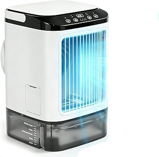 Mini klimaanlage, Mobile Klimaanlage mit 9 Geschwindigkeiten & 8H Timer, 7 Farben Nachtlicht, 3-Loch-Sprühdüse, Klimaanlage mobil für Schlafzimmer Büro Schreibtisch
