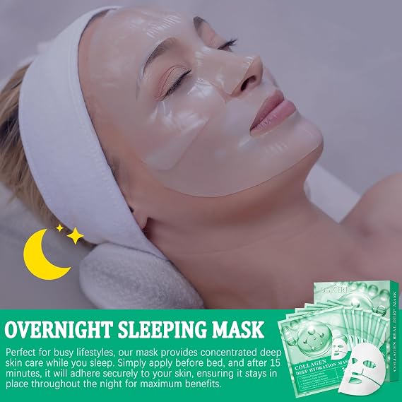 Collagen Face Mask,Advanced Hydrogel Sheet Masks Skincare, Pack of 6 Overnight Peel Off Face Mask for Hydration Boost, Skin Face Mask
