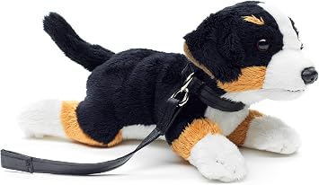 Uni-Toys - Bernese Mountain Dog Plushie with Leash - 21 cm Length - Plush Dog, Pet - Plush Toy, Cuddly Toy