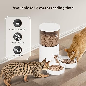 IMIPAW Automatic Cat Feeder - 2 Cats, App Control, 5G WIFI Auto Pet Feeders for Remote Feeding, Programmable 1-10 Meals, 4L Smart Timed Dog Food Dispenser, Detachable Clean