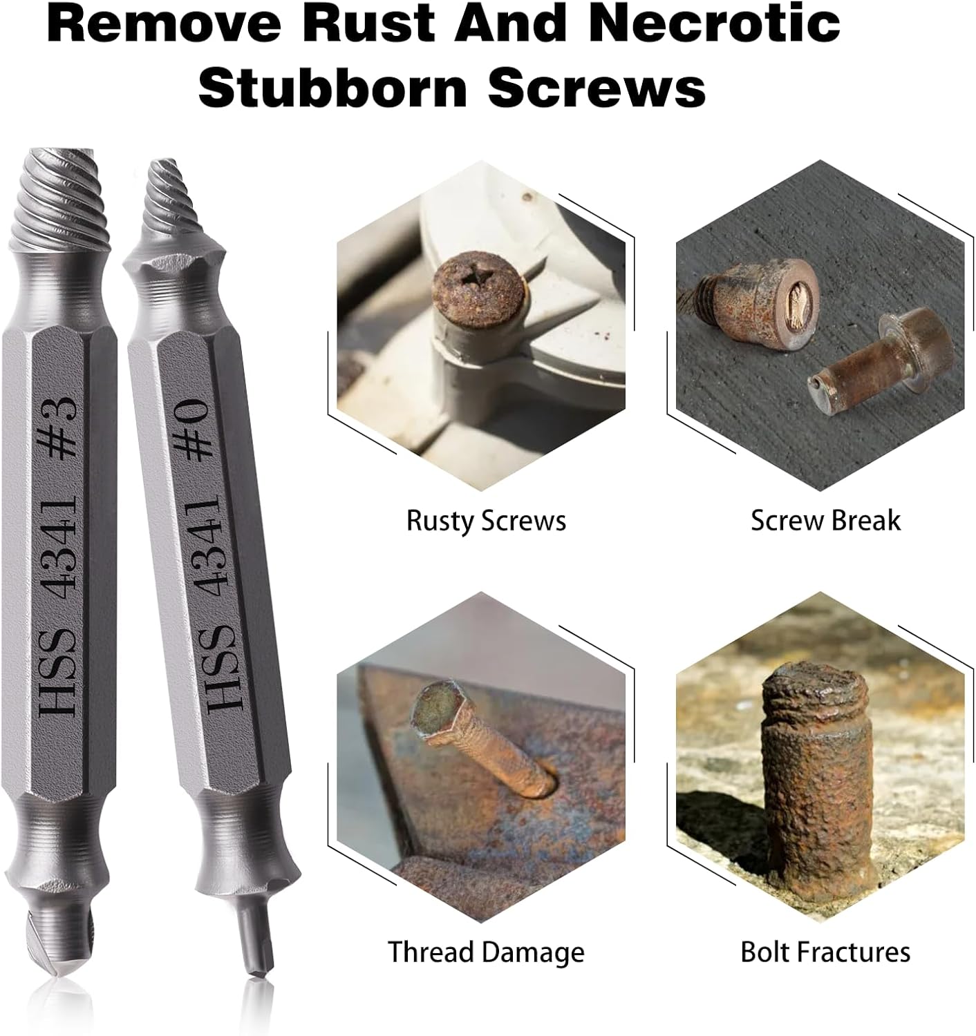 Valkynos 6PCS Screw Extractor Set and 26PCS Bolt Extractor Set with Drill Bit, Easy Out Bolt and Stripped Screw Remover Kit, DIY Tools for Rusted Broken Nuts Bolts Screws, Gift for Men, Dad, Husband,